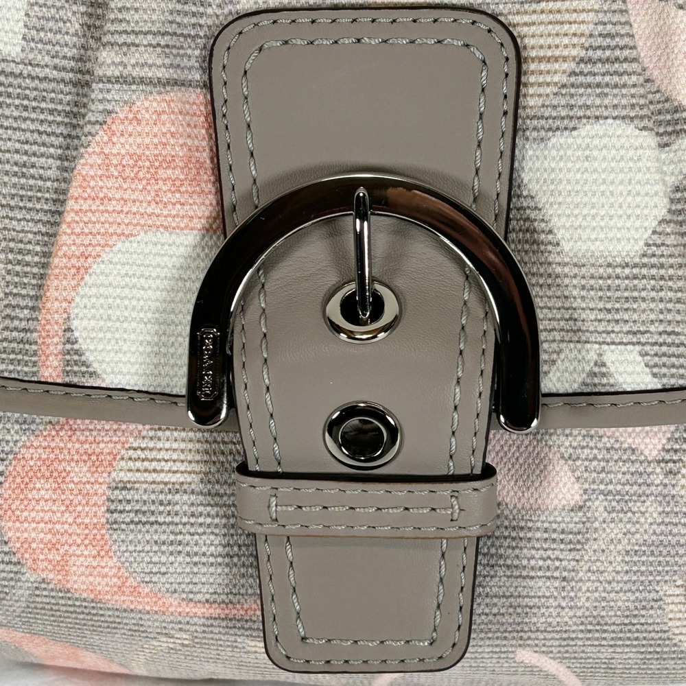 Coach Soho Flap Shoulder Bag Signature C Monogram Canvas Leather Trim F19238 - Picture 3 of 16